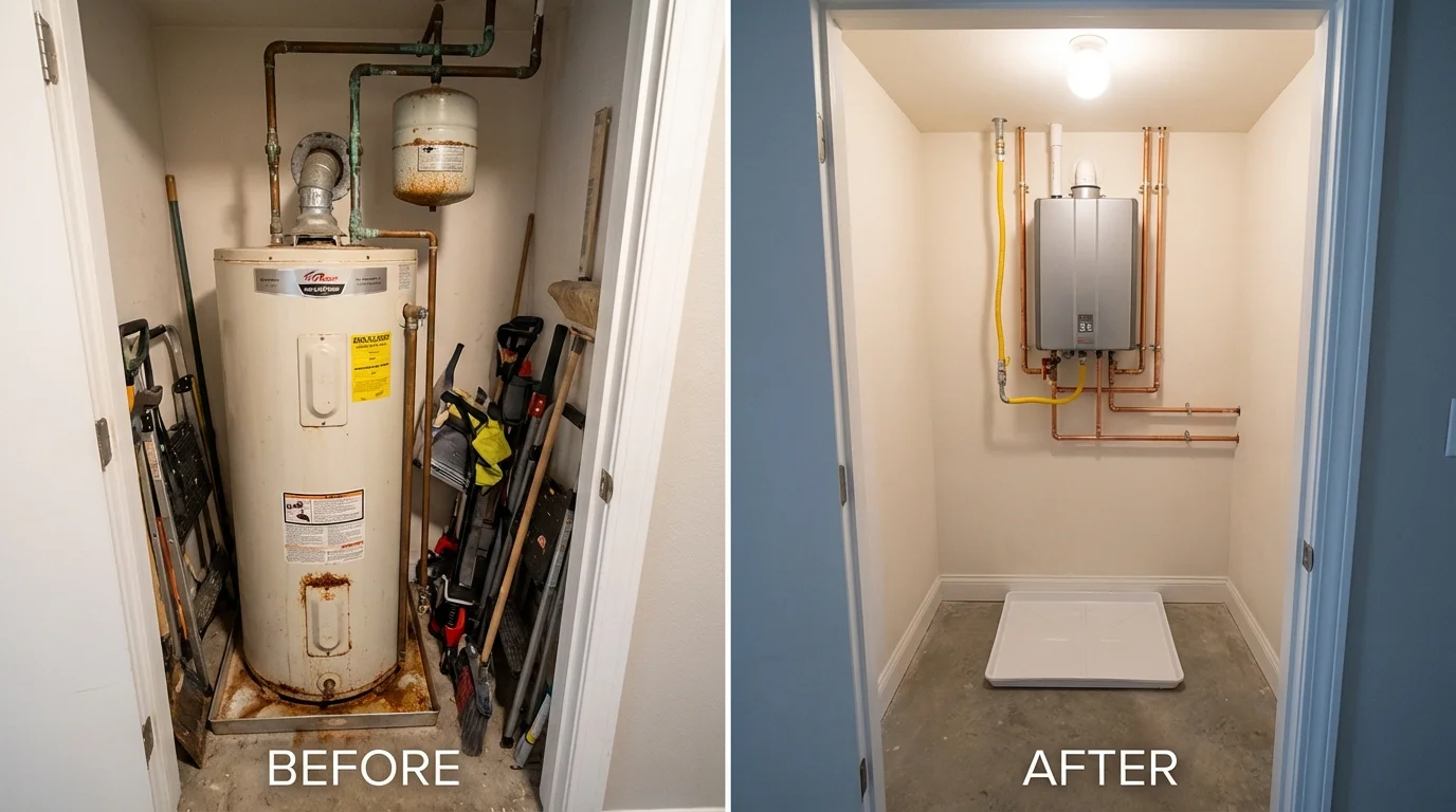 Tank water heater versus wall-mounted tankless unit comparison for Scappoose, OR homeowners